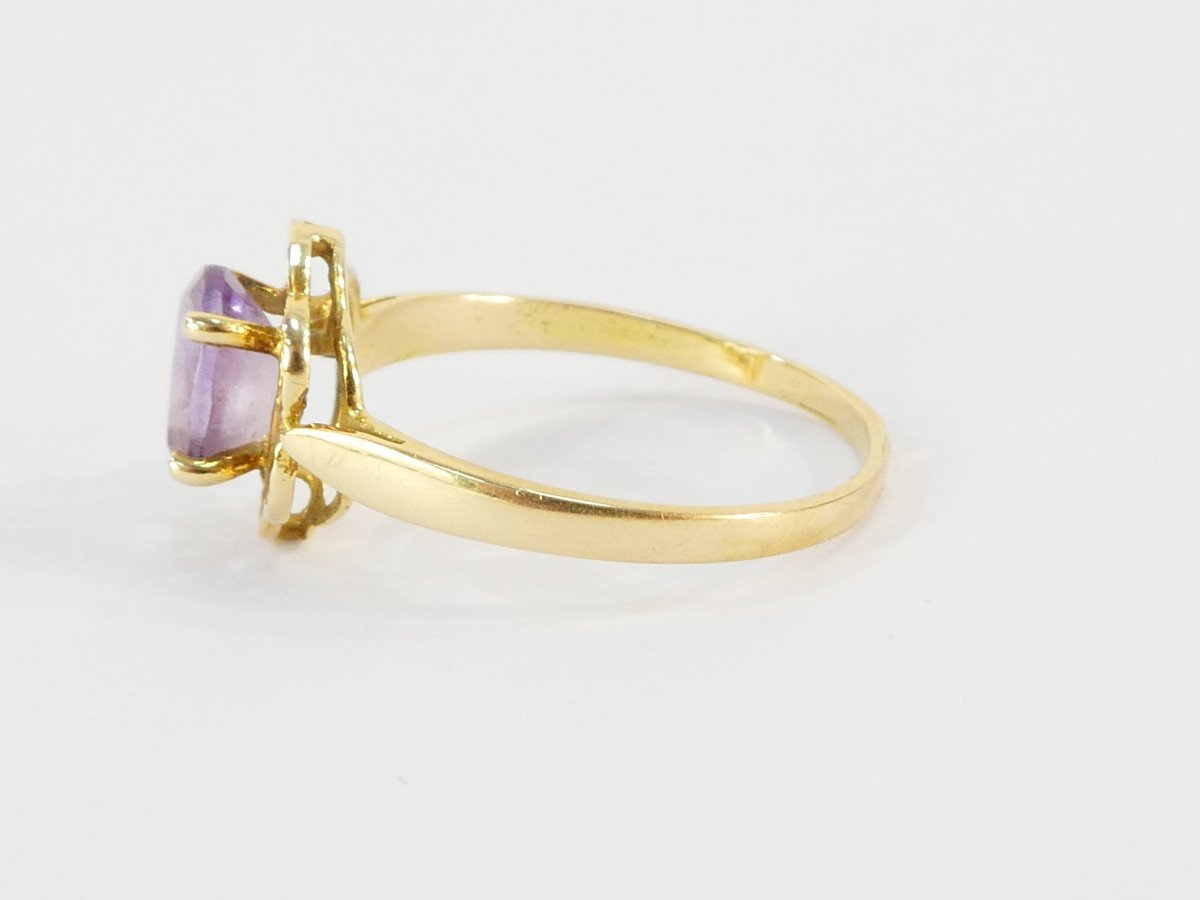 Bague en OR jaune 18 carats avec amethyste-photo-2