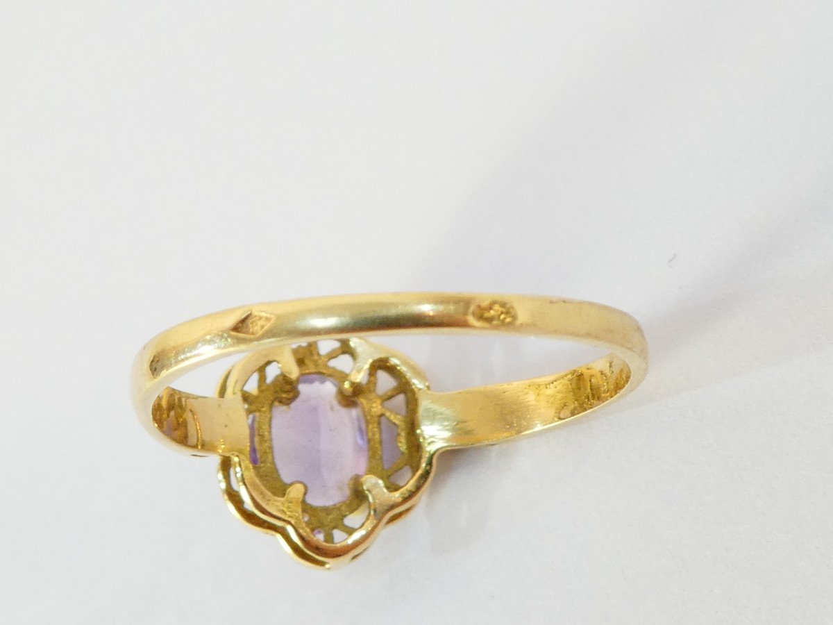 Bague en OR jaune 18 carats avec amethyste-photo-3