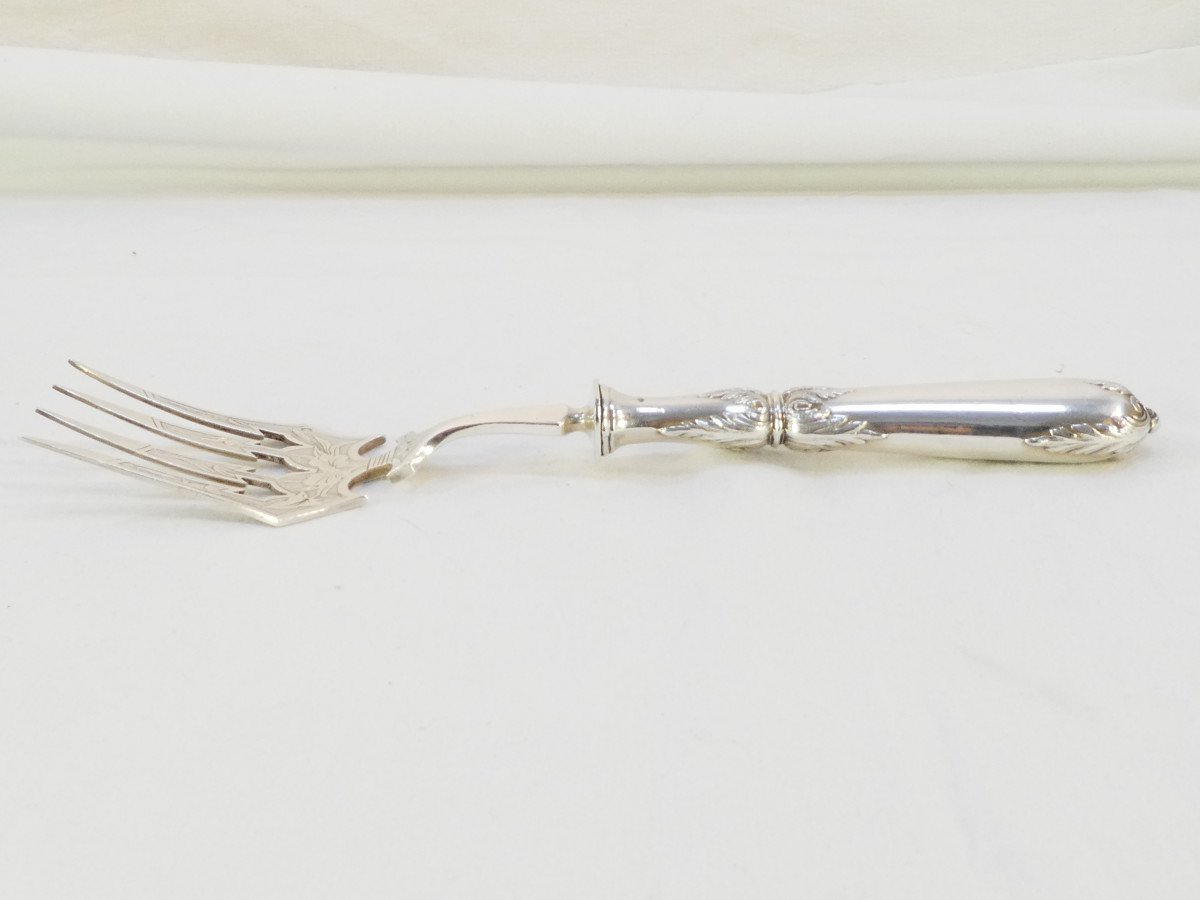 Fish Serving Cutlery In Solid Silver 19th Victor Boivin (son)-photo-6