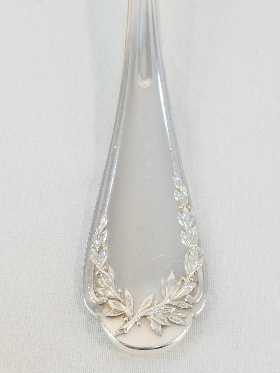 6 Forks And 6 Spoons In Sterling Silver Decorated With Laurel Branches-photo-4