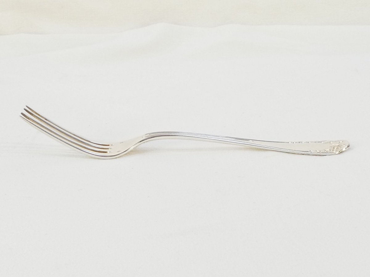 6 Forks And 6 Spoons In Sterling Silver Decorated With Laurel Branches-photo-8