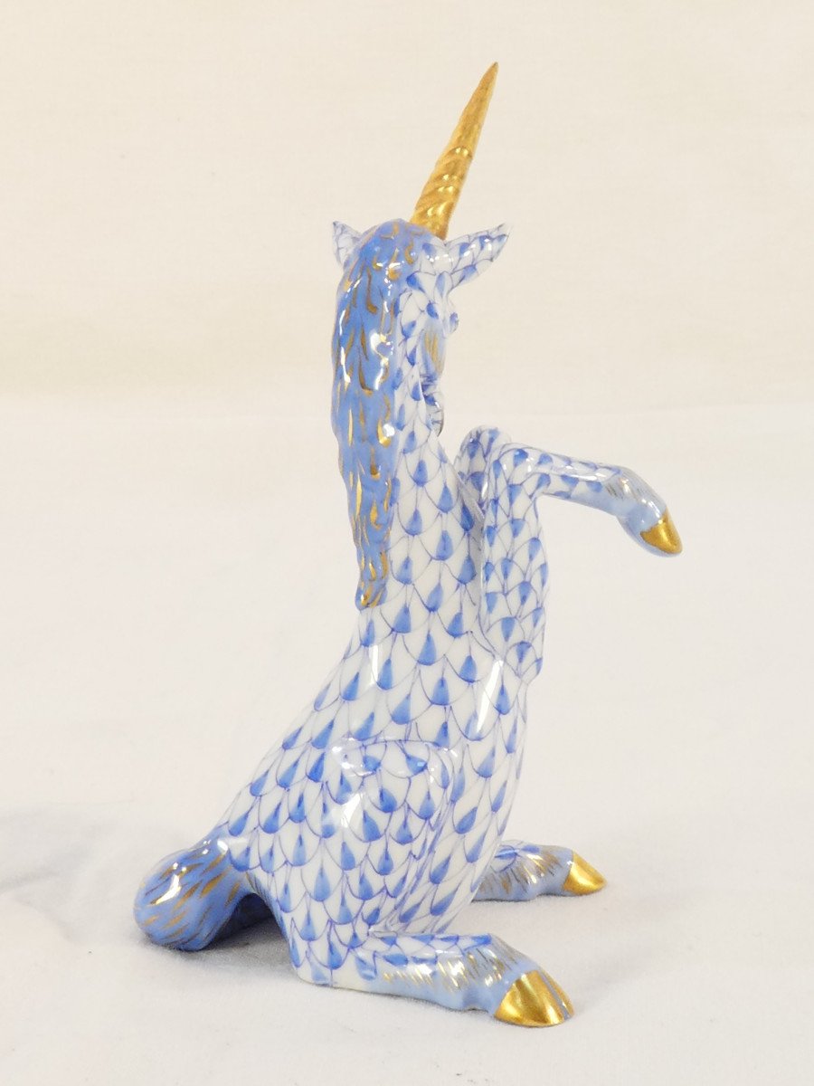 Very Beautiful Unicorn In Porcelain Herend Hungary-photo-4