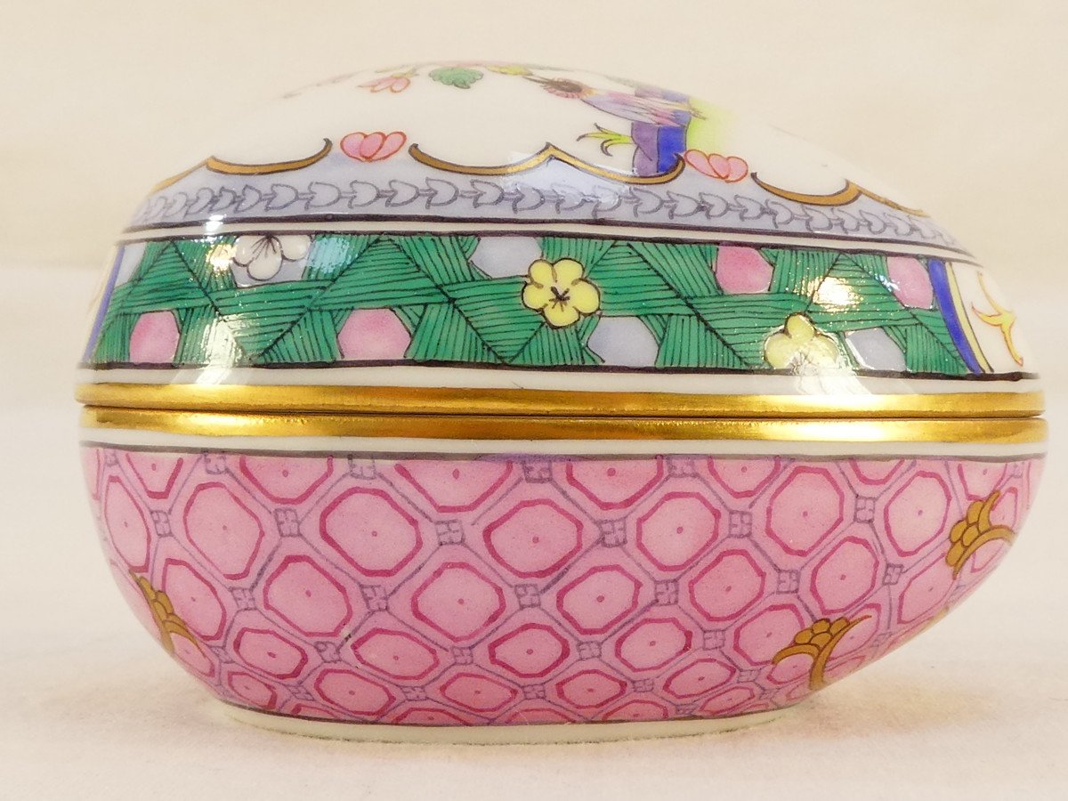 RARE FANCY BOX Oeuf couché boite porcelaine HEREND HUNGARY collection EMPEROR-photo-4