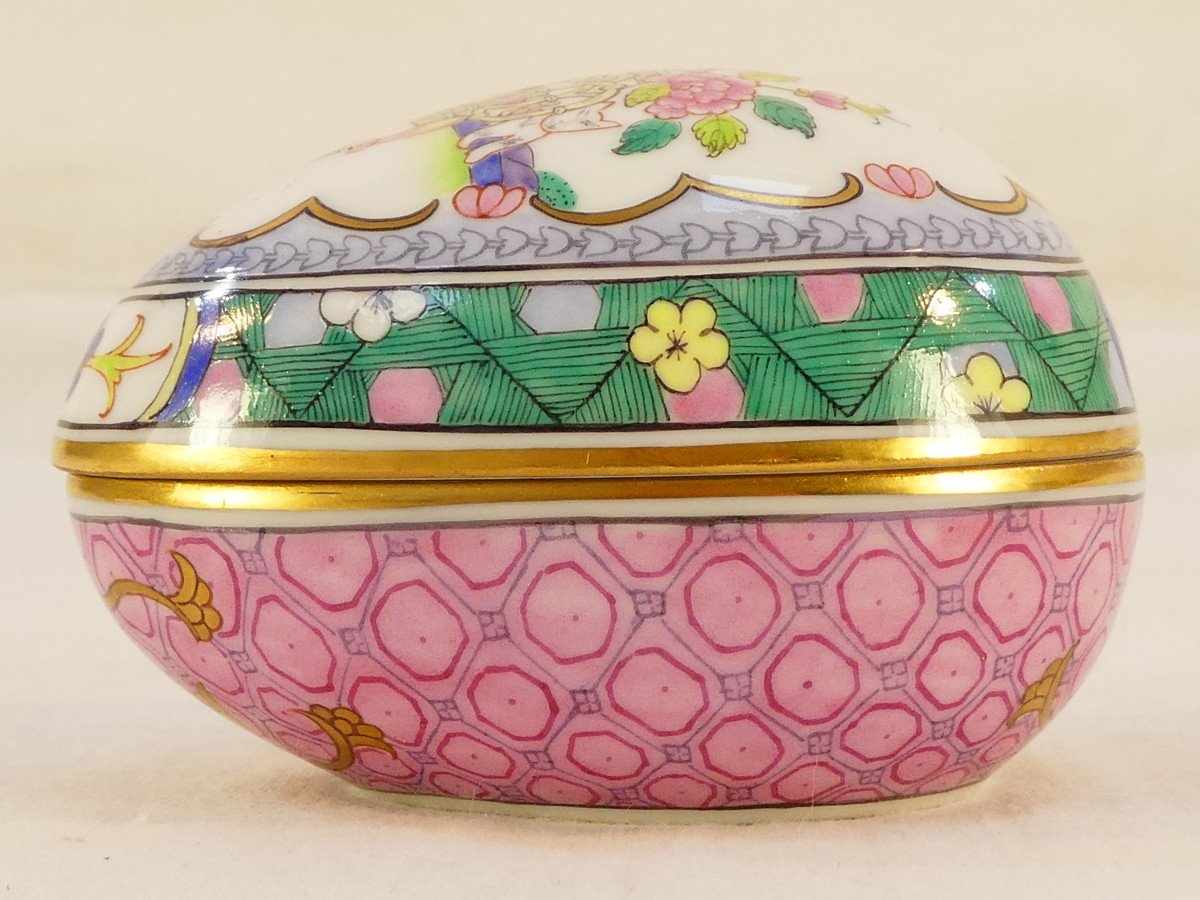 RARE FANCY BOX Oeuf couché boite porcelaine HEREND HUNGARY collection EMPEROR-photo-3