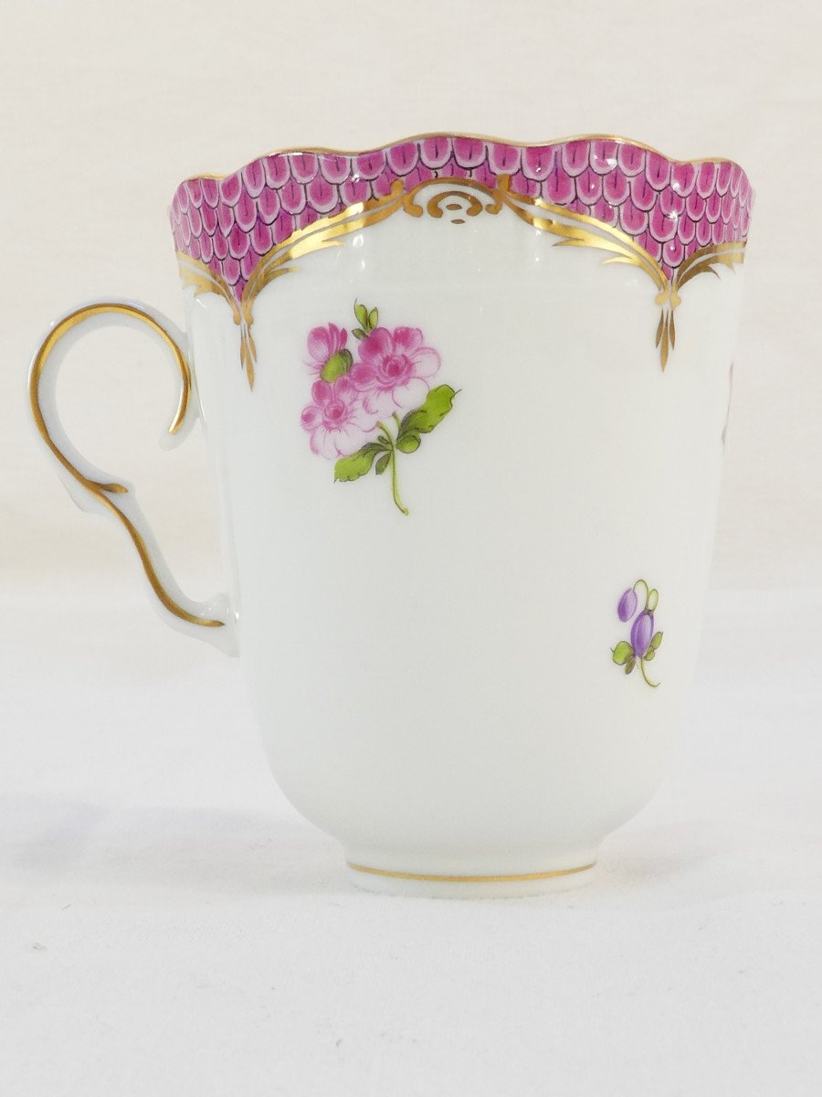 Tasse trembleuse en porcelaine HEREND HUNGARY VBSO- EP Bouquet saxon-photo-4