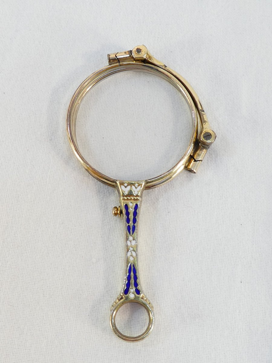 Glasses Lorgnon Binocle Face A Main In Sterling Silver Vermeil-photo-3