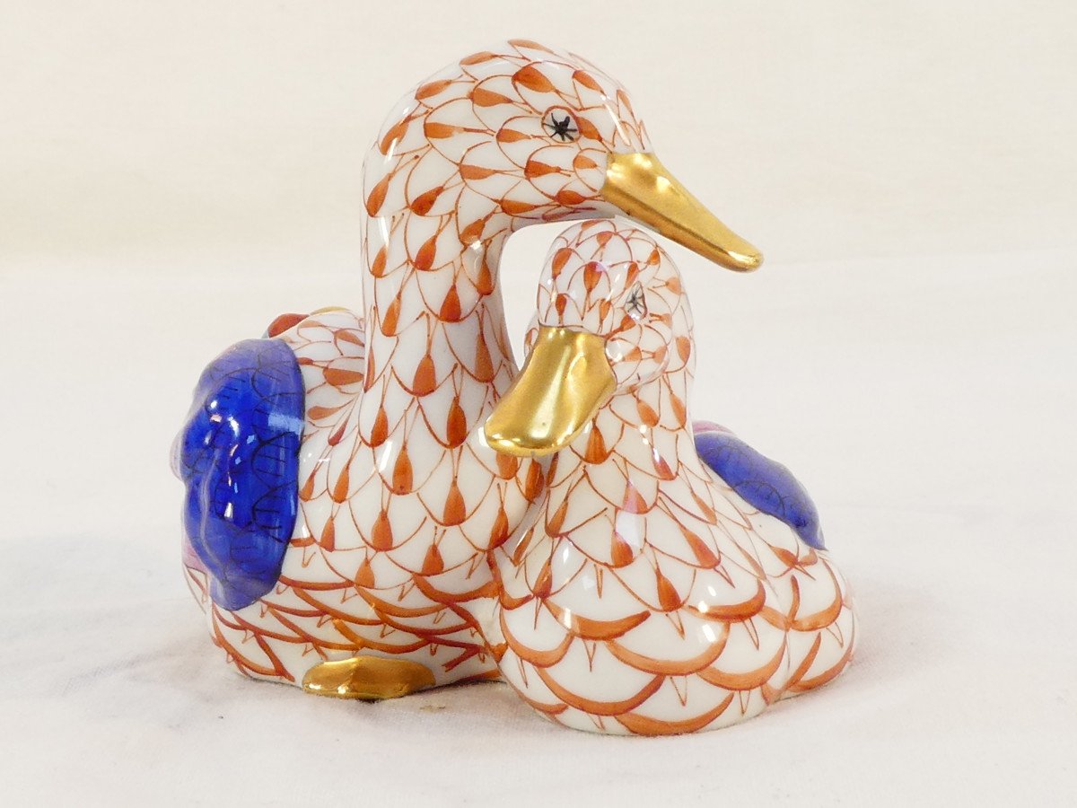 Couple Of Porcelain Ducks Herend Hungary-photo-3
