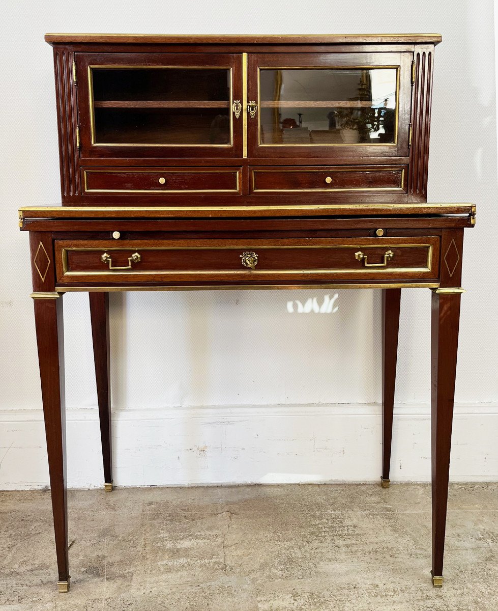 Bonheur Du Jour In Louis XVI Mahogany From The 19th Century-photo-4