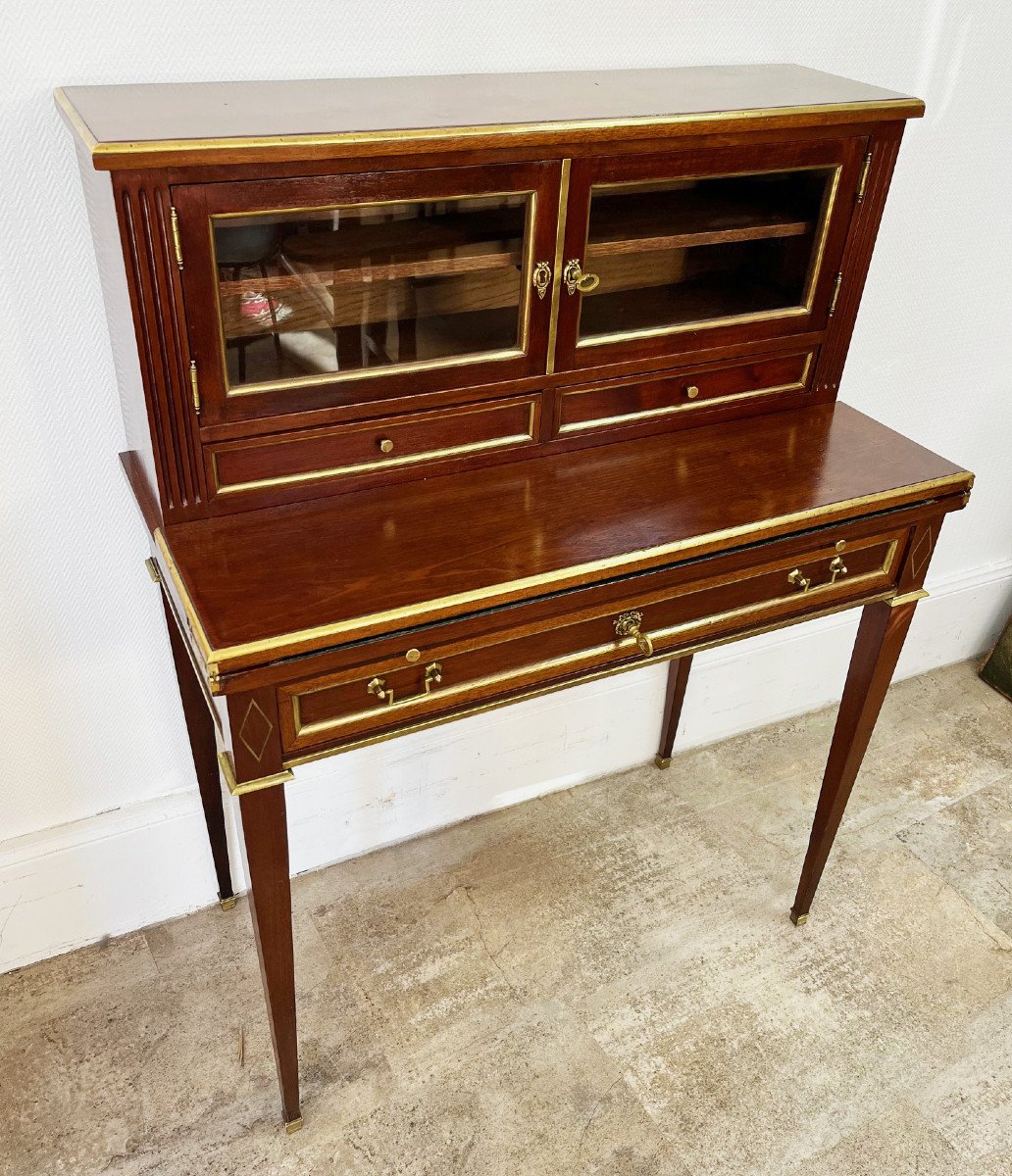 Bonheur Du Jour In Louis XVI Mahogany From The 19th Century