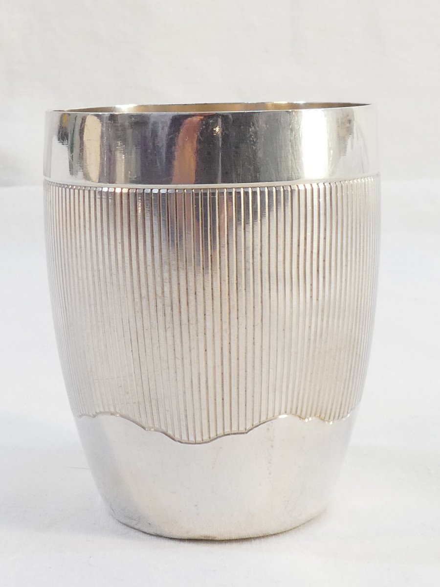 Art Deco Cup And Napkin Ring In Solid Silver-photo-3