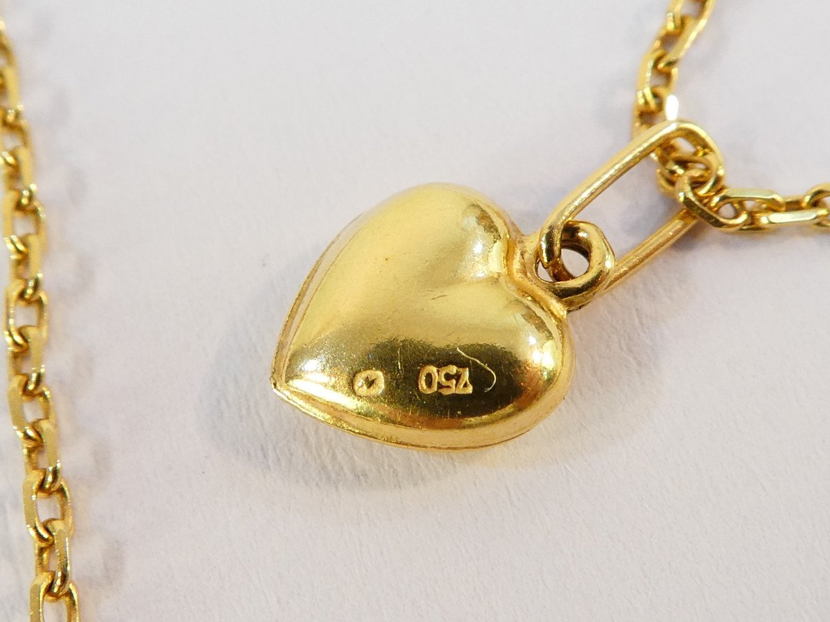 18k Gold Chain With 18k Gold Heart Pendant-photo-3