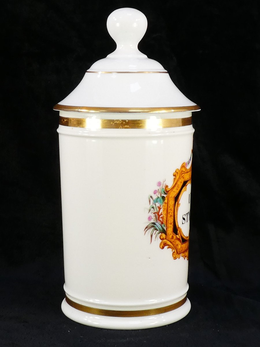 Paris Porcelain Pharmacy Jar "fontemoing & Peigney" Ung: Styracis-photo-4