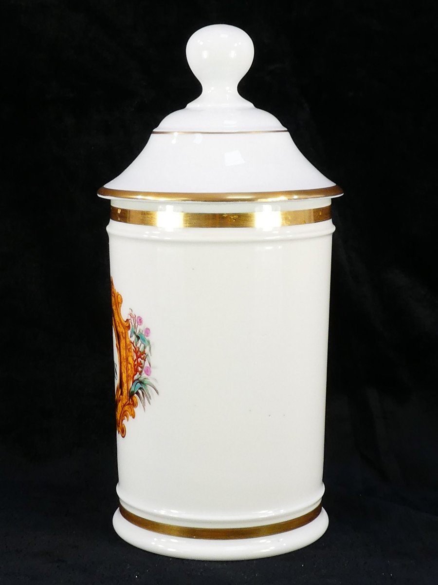 Paris Porcelain Pharmacy Jar "fontemoing & Peigney" Ung: Styracis-photo-2