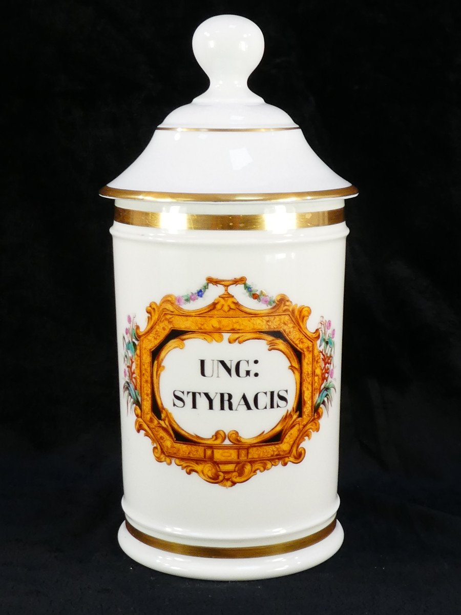 Paris Porcelain Pharmacy Jar "fontemoing & Peigney" Ung: Styracis