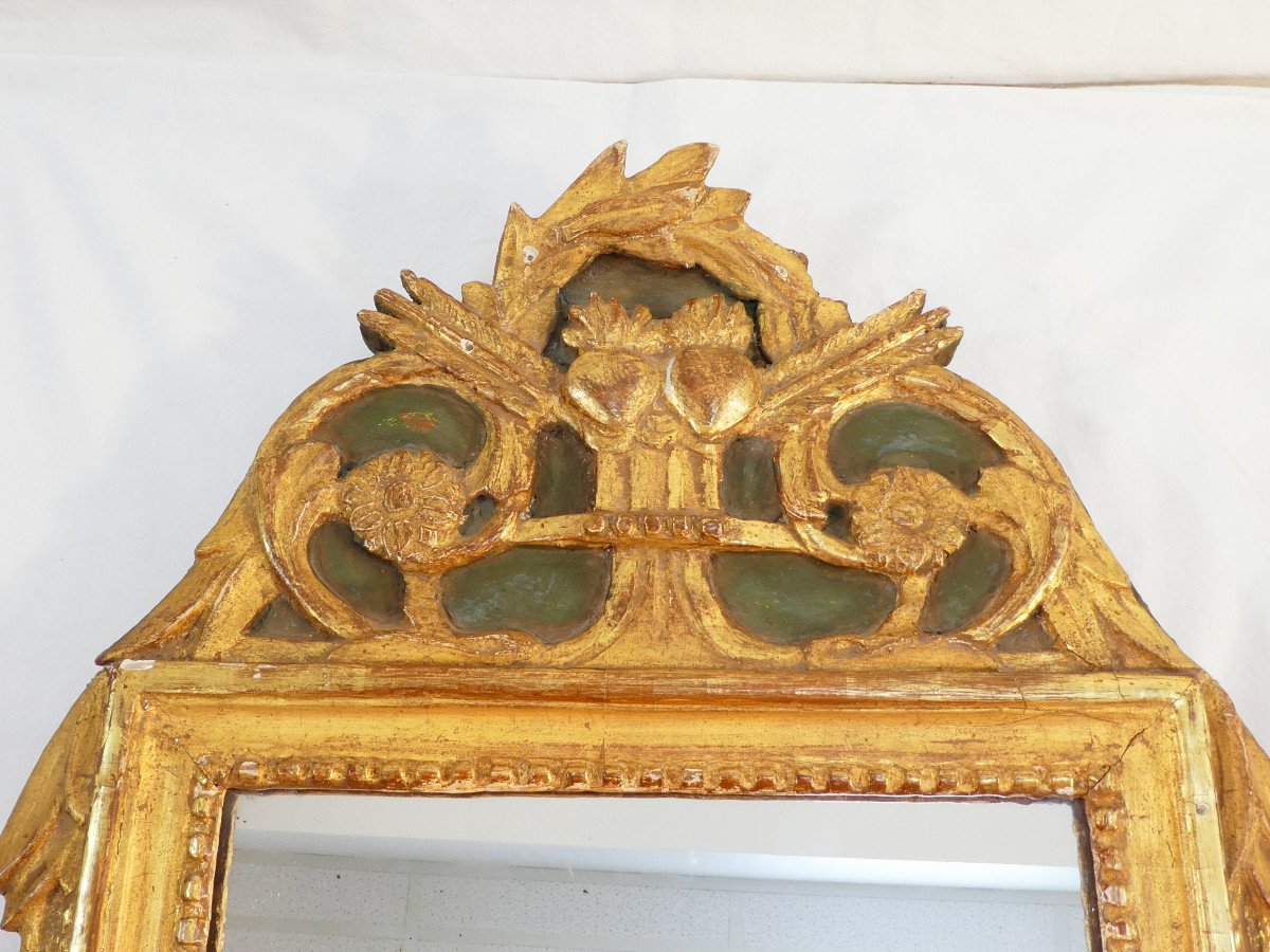 19th Century Wooden And Gilded Stucco Mirror In Louis XVI Style-photo-2