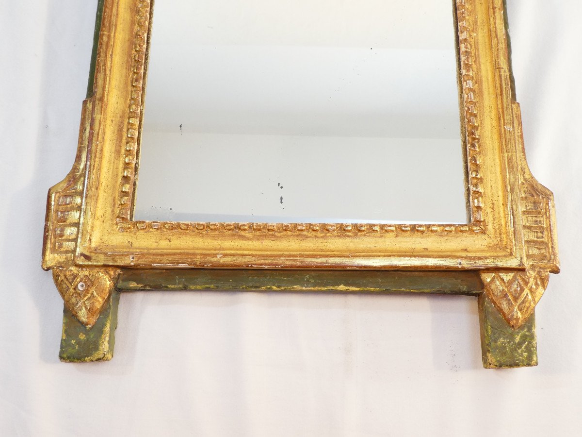 19th Century Wooden And Gilded Stucco Mirror In Louis XVI Style-photo-3