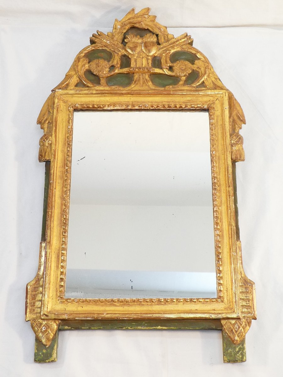 19th Century Wooden And Gilded Stucco Mirror In Louis XVI Style