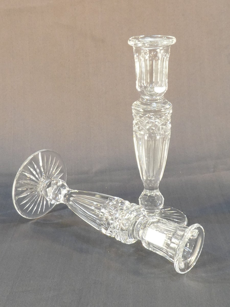 Pair Of Cut Crystal Candlesticks-photo-2