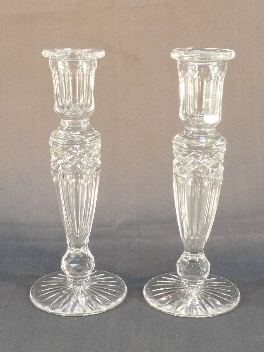 Pair Of Cut Crystal Candlesticks