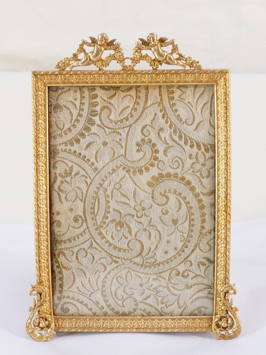 Lovely 19th Century Golden Photo Frame Decorated With Cherubs-photo-2