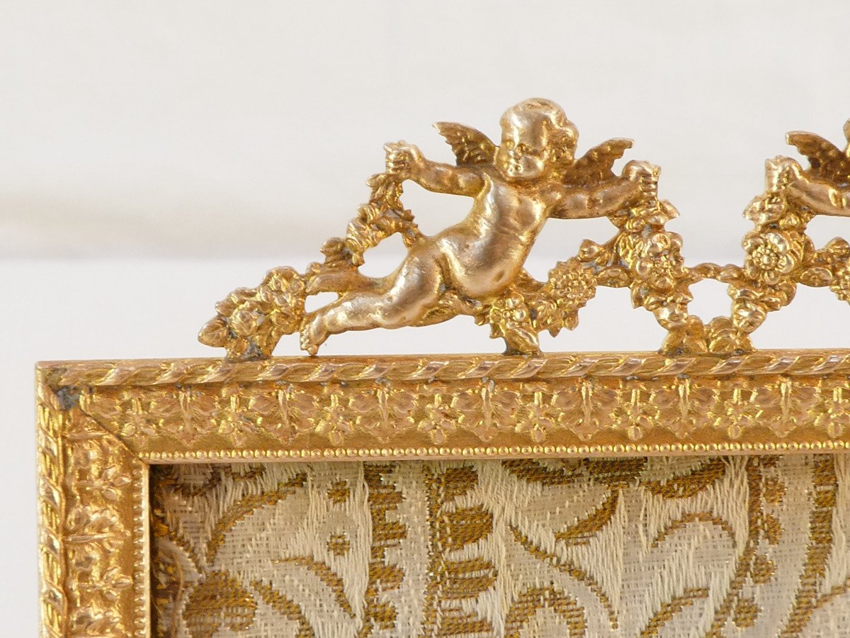 Lovely 19th Century Golden Photo Frame Decorated With Cherubs-photo-3