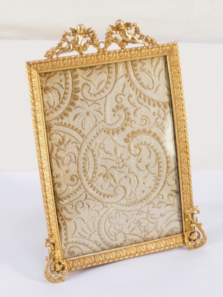 Lovely 19th Century Golden Photo Frame Decorated With Cherubs