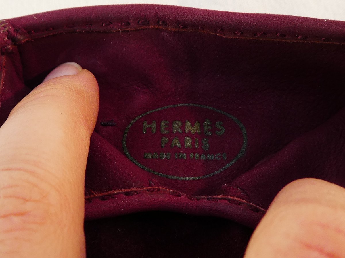 Paire de gants HERMES PARIS made in france en velour-photo-2