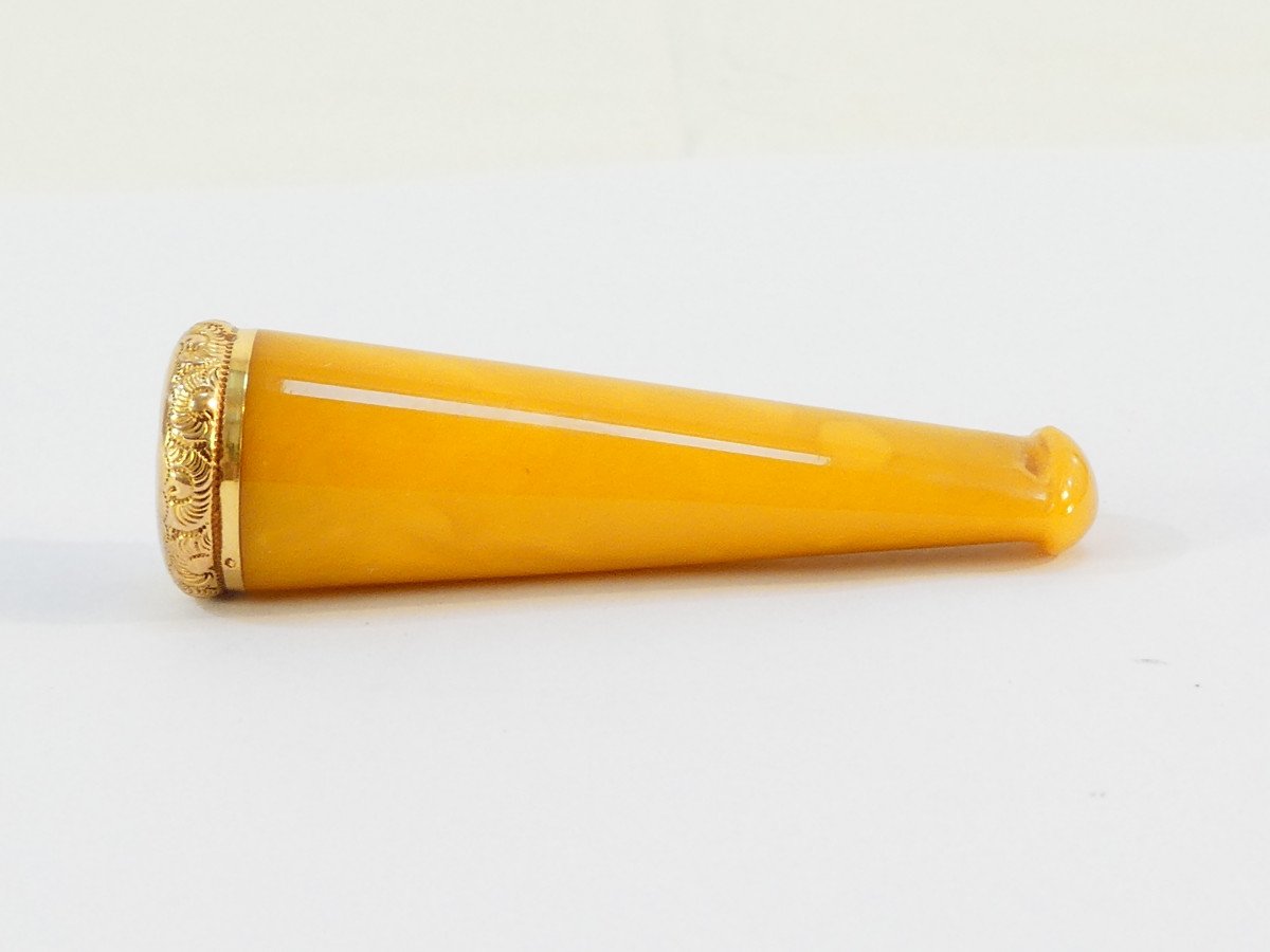 Galalith Cigar Cigarette Holder With 18k Gold Neck And Eagle's Head-photo-4