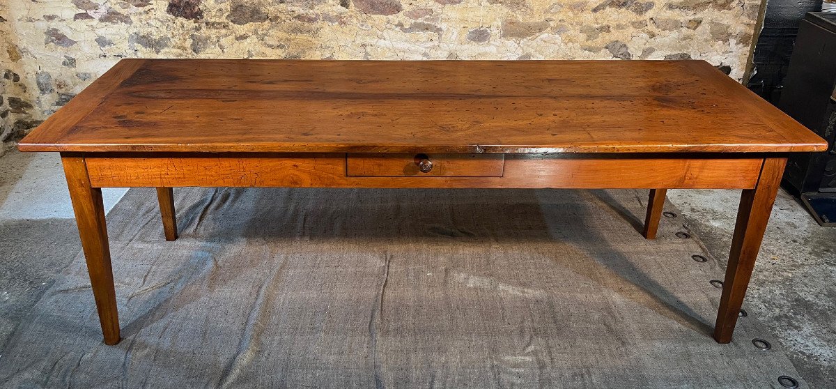 Large 2m40 Walnut Country Table From The 19th Century-photo-2