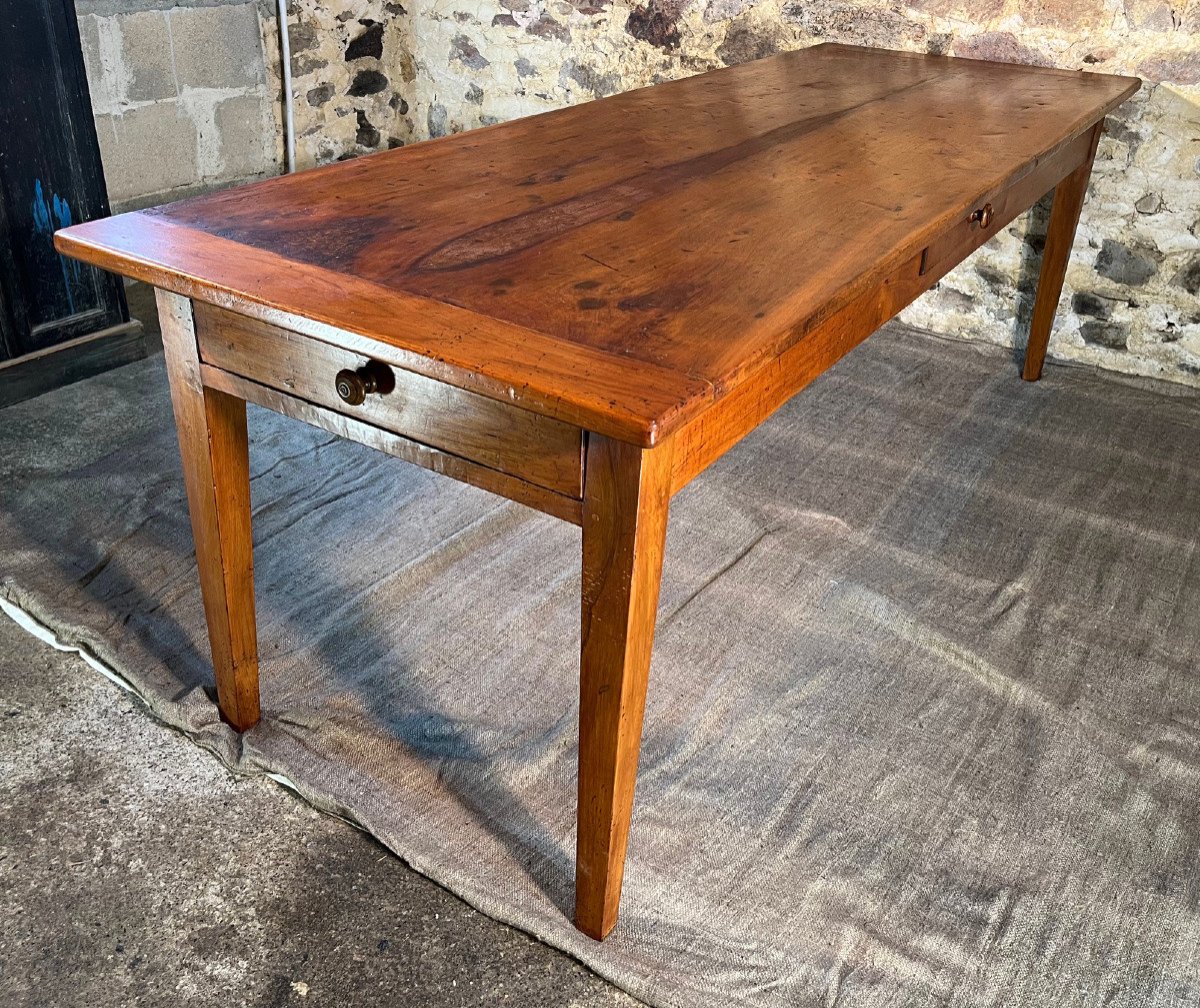 Large 2m40 Walnut Country Table From The 19th Century