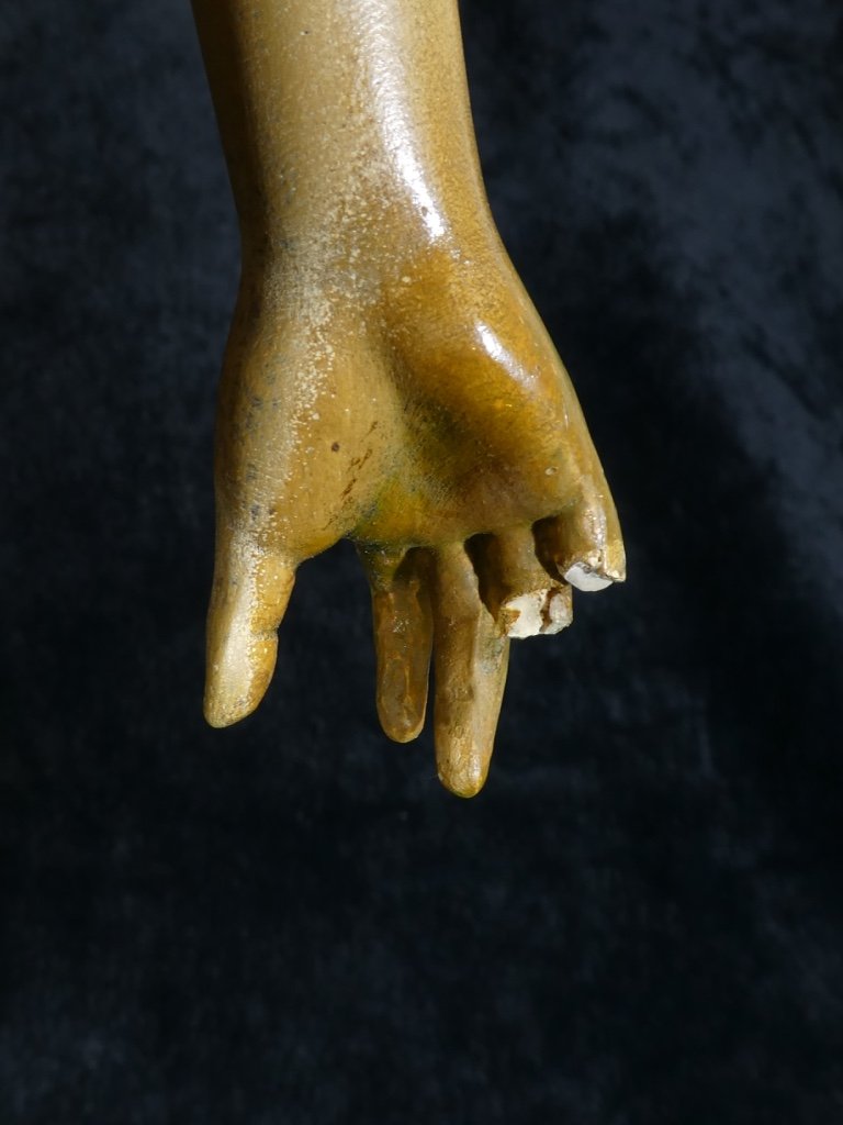 Large  Terracotta Statue Goldscheider `` Gleaner '' Golden Patina-photo-8