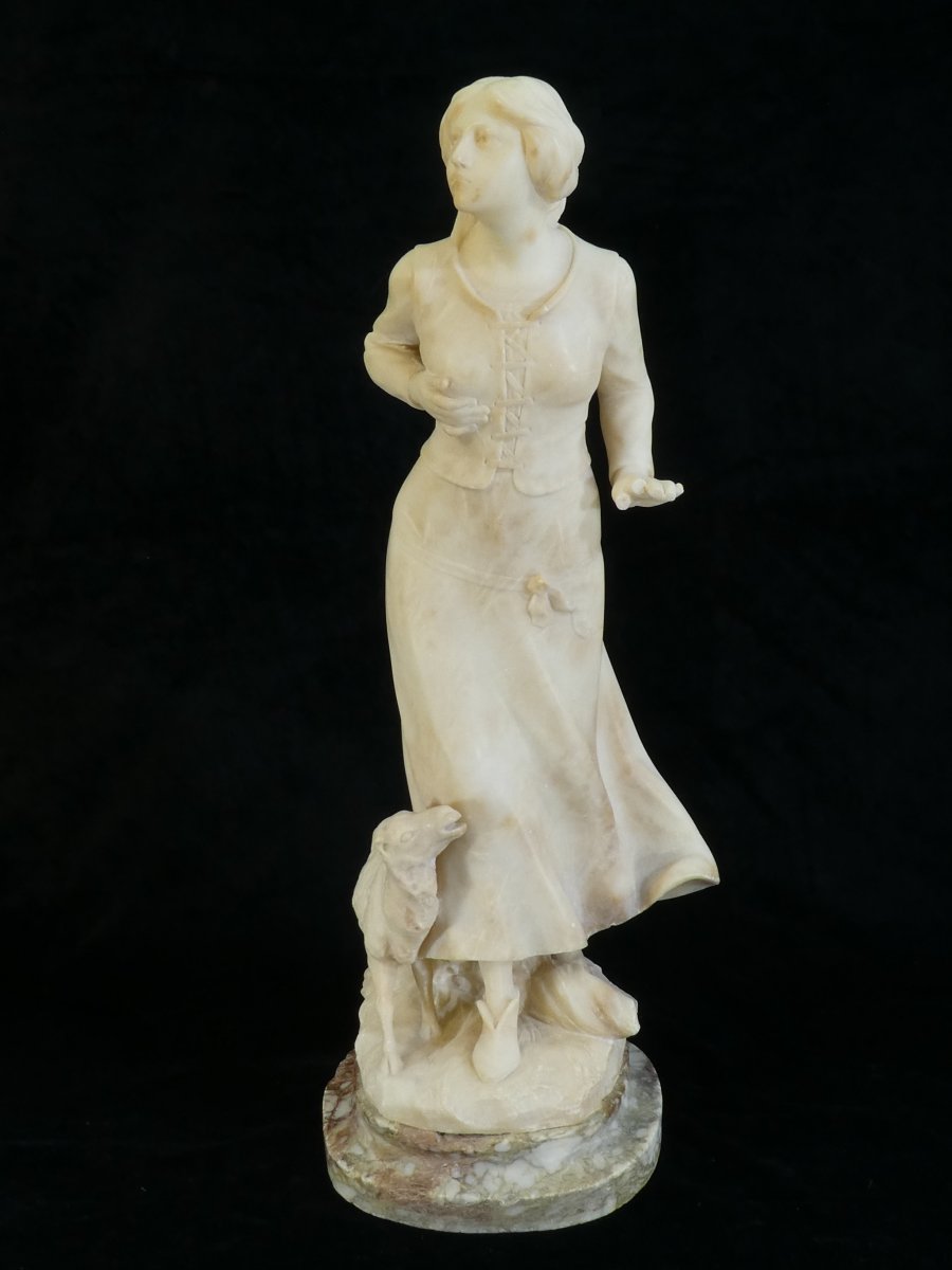 Statue En Albatre A. Del Perugia '' La Bergere '' 19eme-photo-4