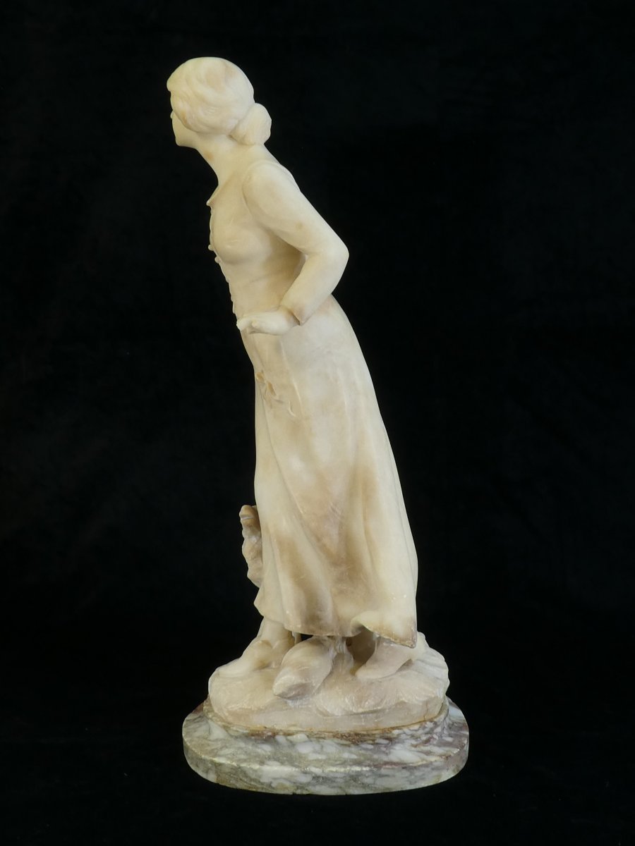 Statue En Albatre A. Del Perugia '' La Bergere '' 19eme-photo-1