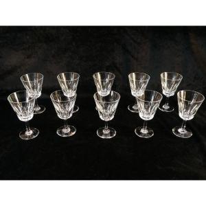 10 White Wine Glasses In Baccarat Crystal Cote d'Azur Model