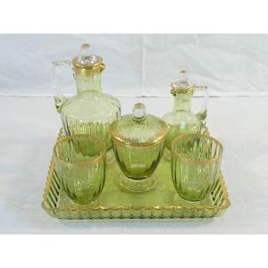 Rare Night Service In Green Tinted Crystal Baccarat / Daum / St Louis / St Denis