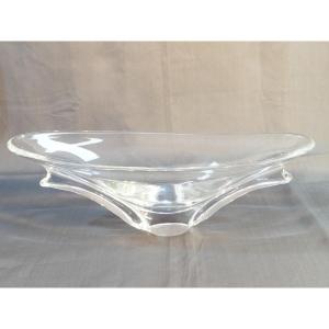 Large Crystal Fruit Bowl Signed Daum France