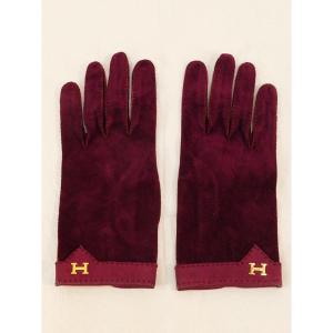 Pair Of Hermes Paris Gloves Made In France In Velvet