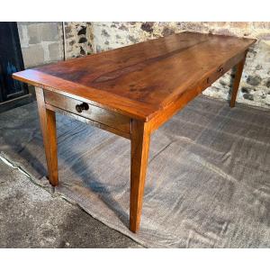 Large 2m40 Walnut Country Table From The 19th Century