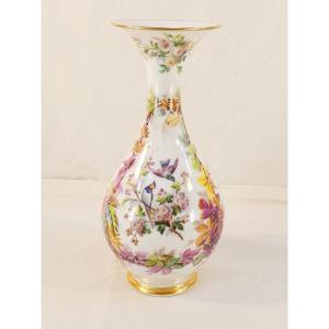 Vieux Paris Porcelain Vase With Floral And Bird Decoration