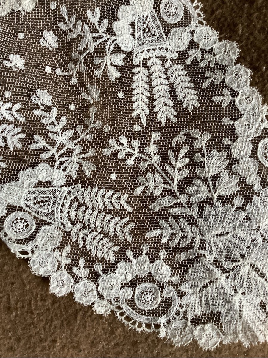 A 19th Century Brussels Lace And Applique Scarf -photo-1