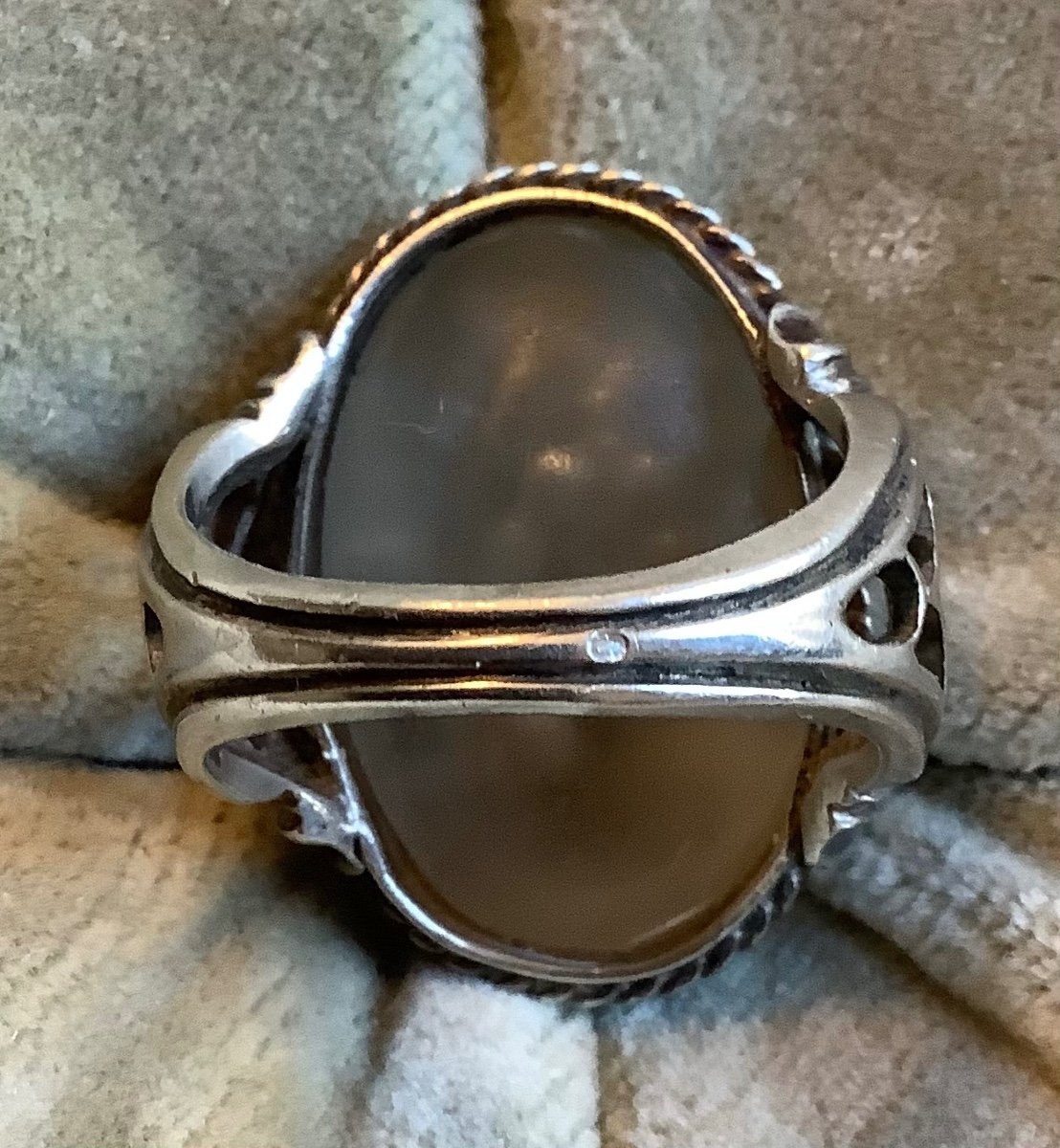 A Silver Ring With Glass Inlay Of A Woman's Profile -photo-4