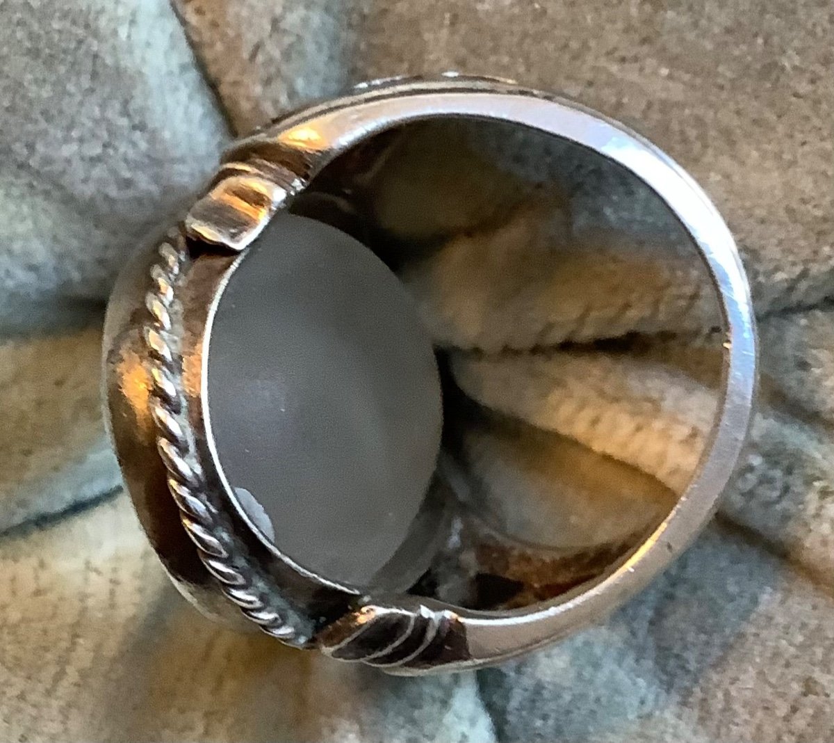 A Silver Ring With Glass Inlay Of A Woman's Profile -photo-3