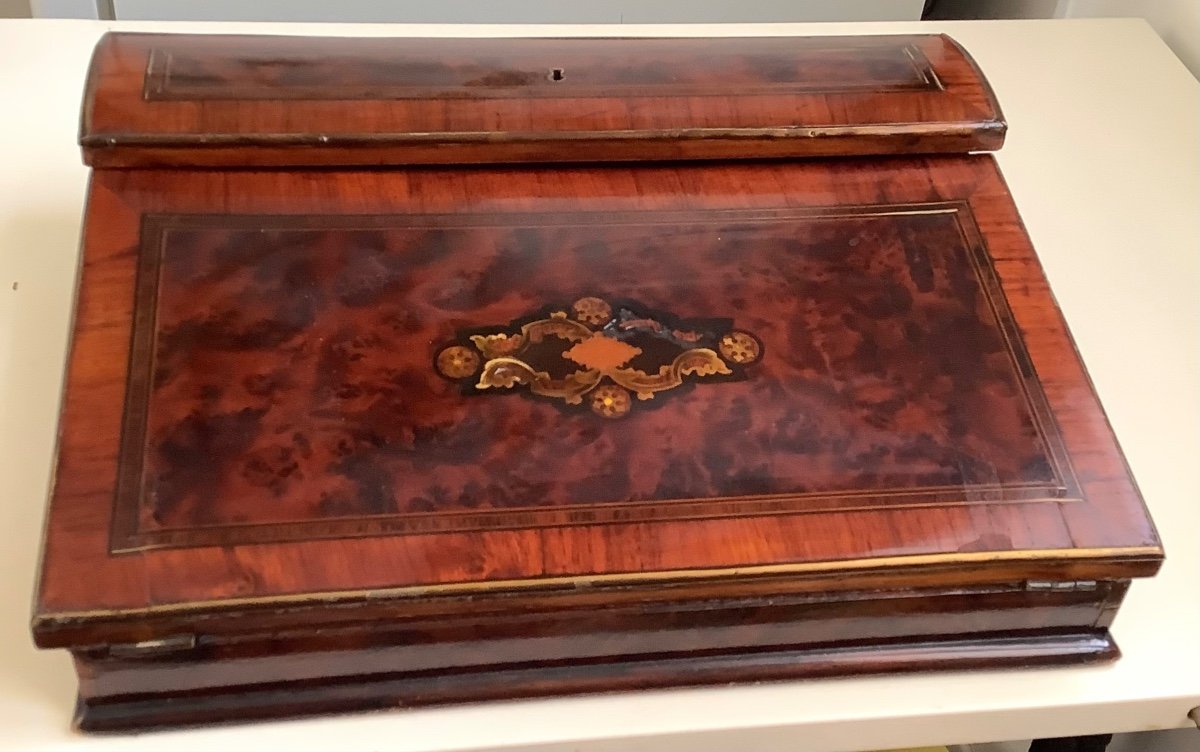 19th Century Marquetry Travel Writing Case-photo-3