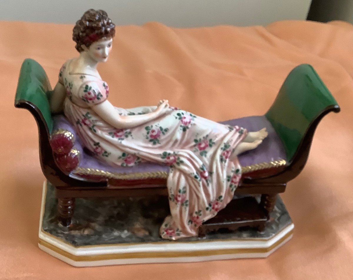 German Porcelain Statuette Decor Madame Récamier-photo-2