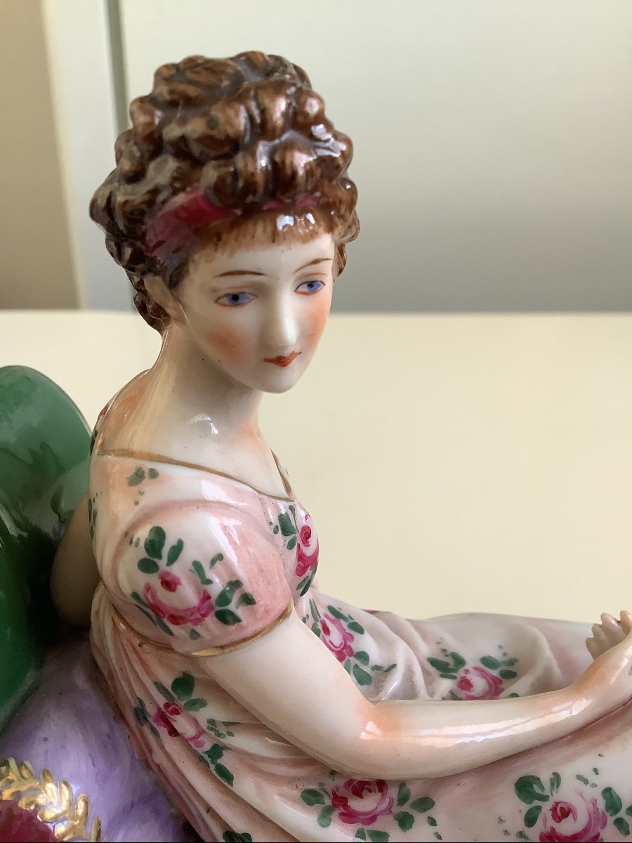 German Porcelain Statuette Decor Madame Récamier-photo-1