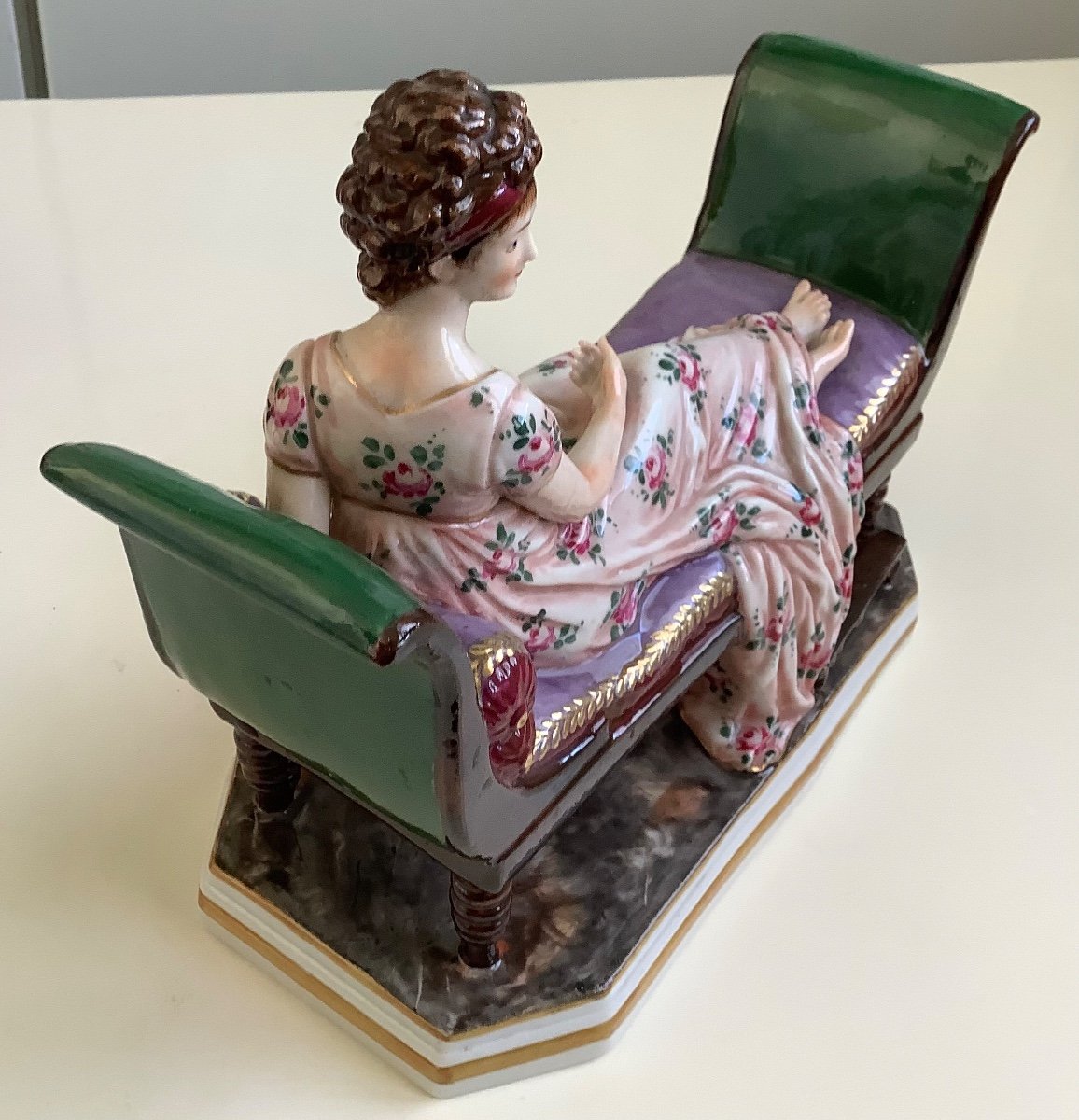 German Porcelain Statuette Decor Madame Récamier-photo-2