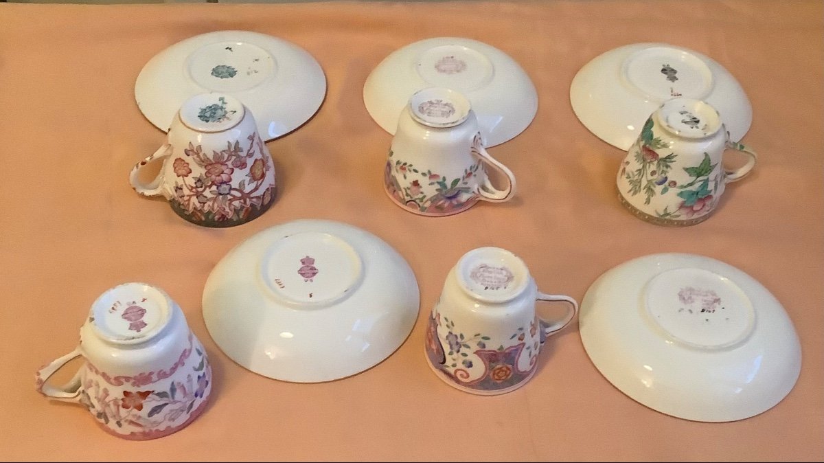 5 Minton And Sarguemine Earthenware Coffee Cups-photo-1