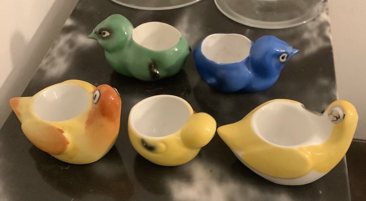 5 Porcelain Duck Shaped Egg Cups-photo-2