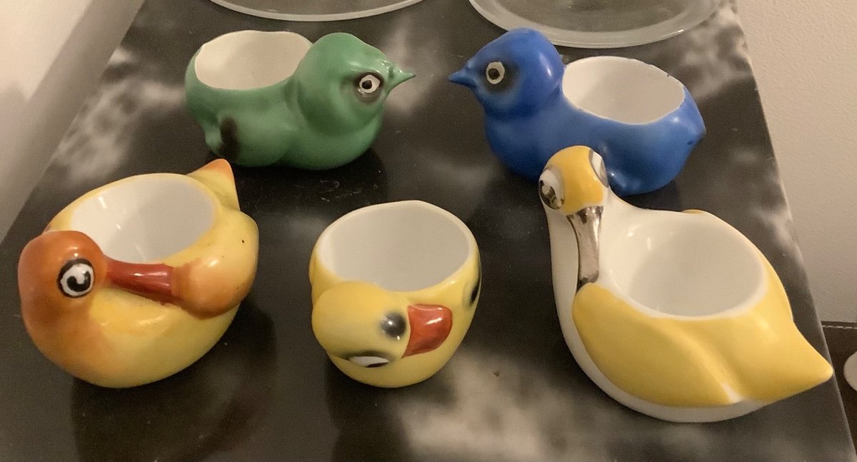 5 Porcelain Duck Shaped Egg Cups