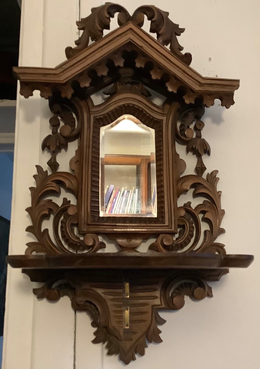 A Wooden Shelf With Beveled Glass-photo-2